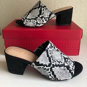 New Snake Skin Slip On Mule Heel Sandals